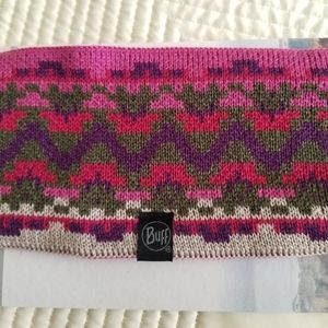 Buff knitted headband with fleece. Adult one size.